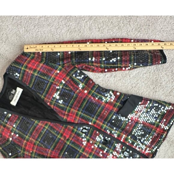 After Five By Julie Duroché Vtg Saks Fifth Avenue Sequined Plaid Blazer Jacket S - Picture 14 of 16